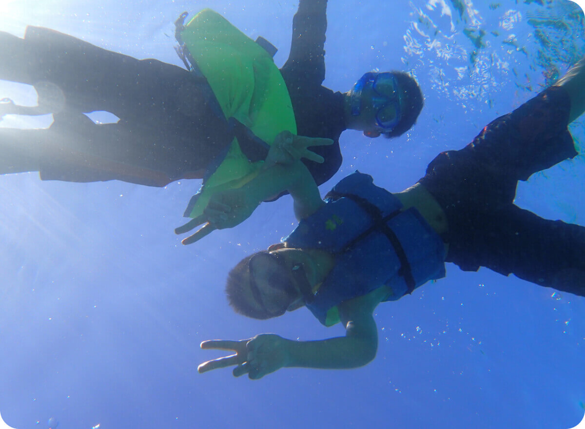 海に潜っている様子